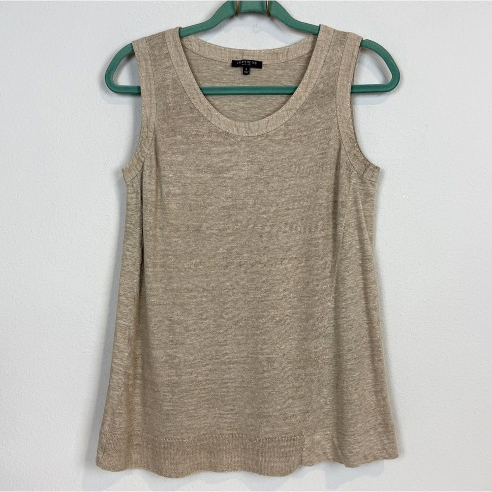 Lafayette 148 Natural Linen Sleeveless Asymmetric Top S